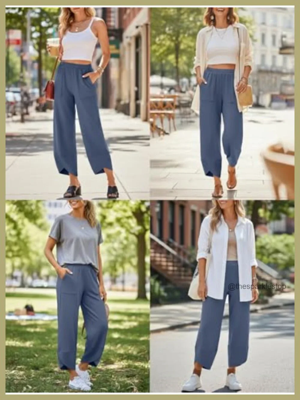 Wide Leg Barrel Sweatpants Cotton Blend Lounge Capris with Pockets Casual